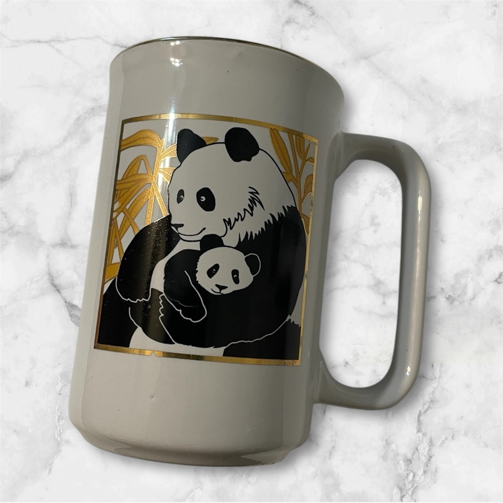 Vintage Giant Panda Ceramic Coffee Mug Cup White Mug